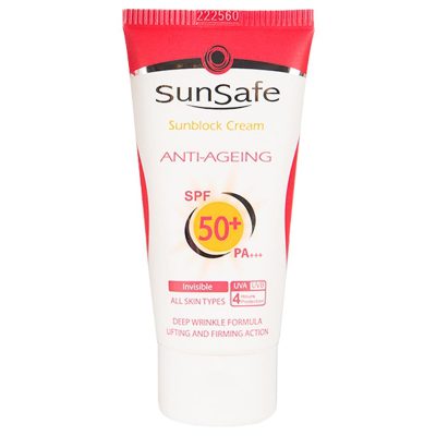 کرم ضدافتاب و ضدچروک SPF50 بی رنگ سان سیف