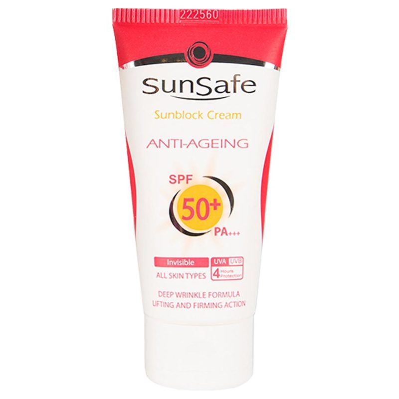 کرم ضدافتاب و ضدچروک SPF50 بی رنگ سان سیف