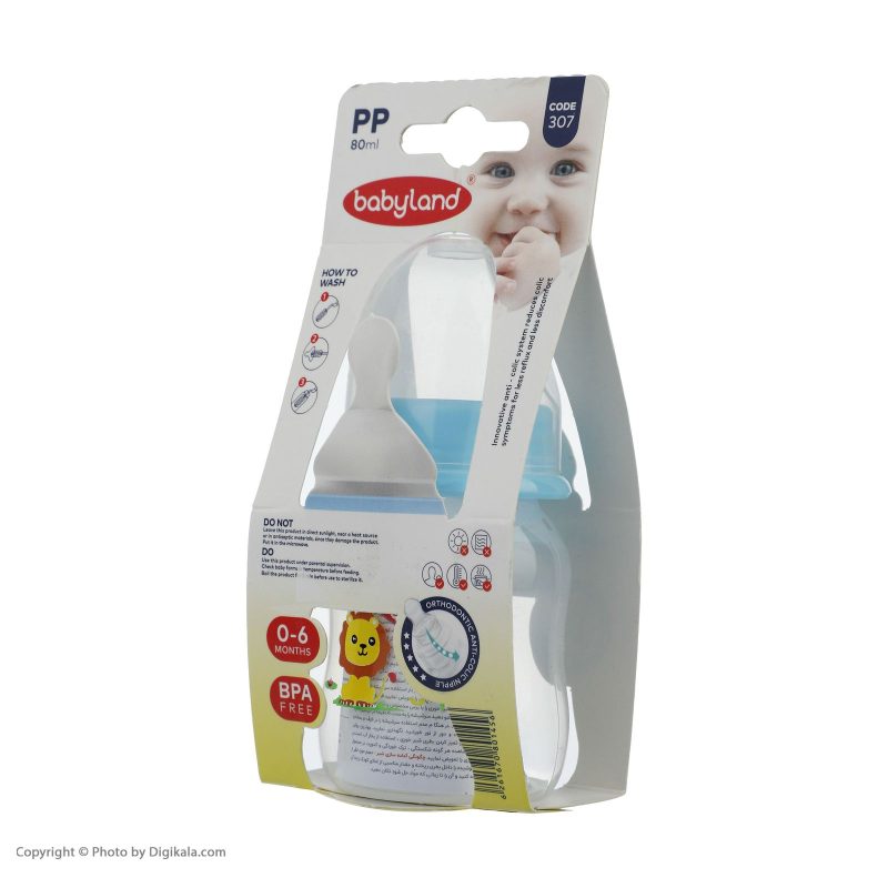شیشه شیر 80 میل بی بی لند مناسب 0_6 کد 307 - تصویر 1