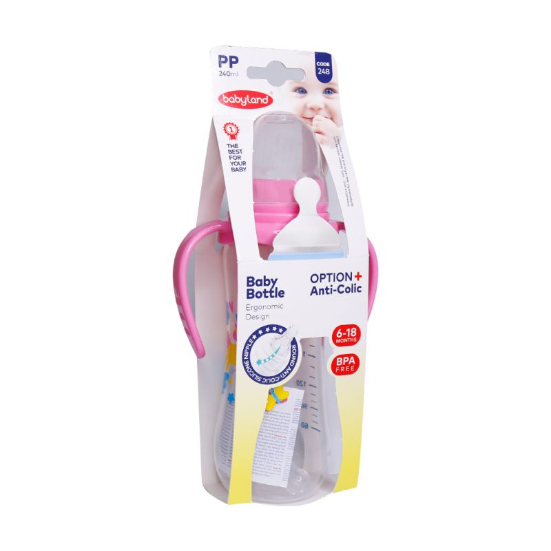 شیشه شیر 240میل دسته دار بی بی لند مناسب 6_18 کد248 - تصویر 1