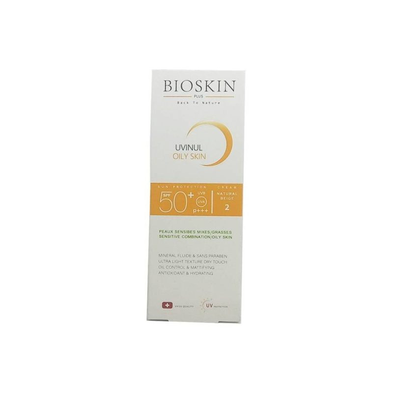 کرم ضد آفتاب بژ طبیعی SPF50 پوست چرب و مختلط بایواسکین - تصویر 1
