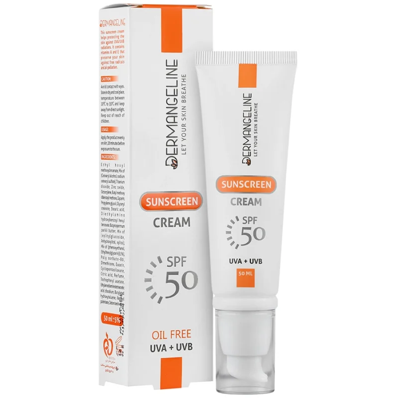 کرم ضد آفتاب بی رنگ SPF50انواع پوست درم انجلین - تصویر 1