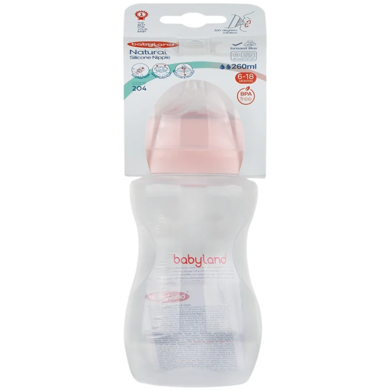 شیشه شیر 260میل بی بی لند مناسب 6تا18 ماه کد204 - تصویر 1